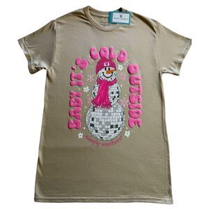 SIMPLY SOUTHERN  LARGE Snowman “Baby It’s Cold Outside” Tshirt